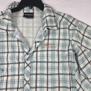 Grundens Performance Fishing Shirt Men's L Plaid Short‎ Sleeve Vented Outdoor